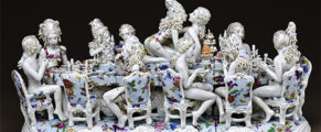 Scripps 73rd Ceramic Annual: A Sense of Place Chris Antemann, An Occasional Craving, 2011, Porcelain, decals, and luster, 17 x 34 x 14 in., Courtesy of Arlene and Harold Schnitzer, Portland, OR., Photo credit: Kendrick Moholt