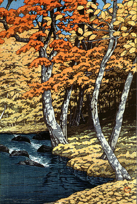 Kawase Hasui: “Autumn at Oirase”, 1933. Ink on Paper.
