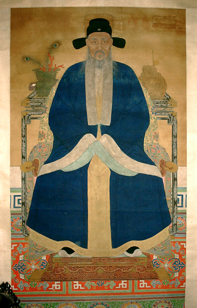 Anonymous: “Male Ancestoral Portrait”, 17th c. Paint on Silk.