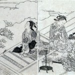 Nishikawa Sukenobu: “Moon Viewing (aka Occupations of Women)”, 1730. Ink on Paper - tissue.